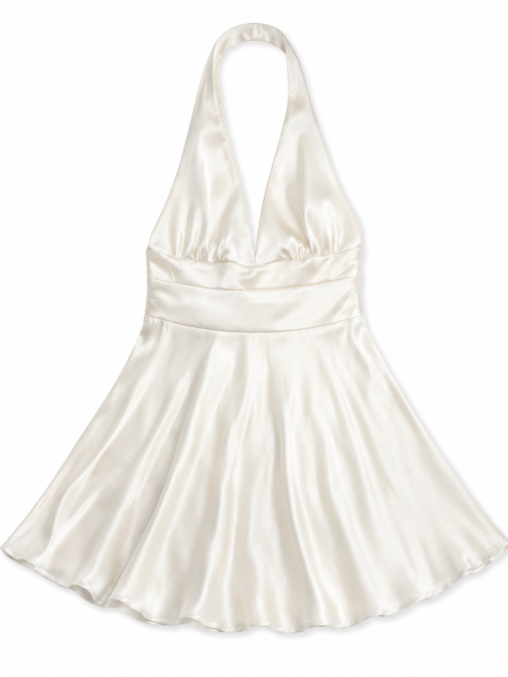 Zara Cream Satin Halter Skater Dress